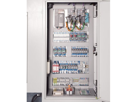 The large control cabinet is equipped with high-quality components