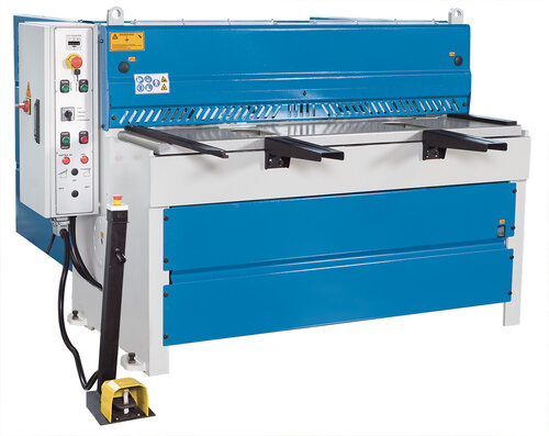 KMT M - Cizallas de chapa motorizadas, guiadas y de bloque deslizables con calibre trasero controlable manualmente ajustable