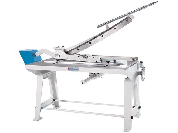 KHS E 1000 - Manual guillotine shears for precise cutting of thin plates, large support table and adjustable length stop