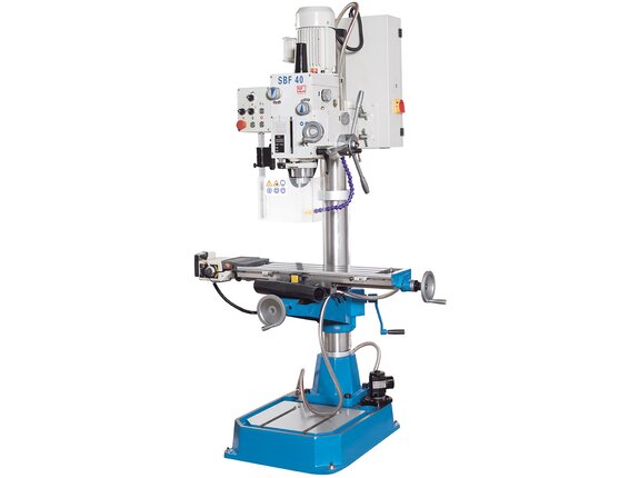 SBF 40 M - A versatile drill press/milling machine with automated feed on the X axis, automated quill feed and tapping unit