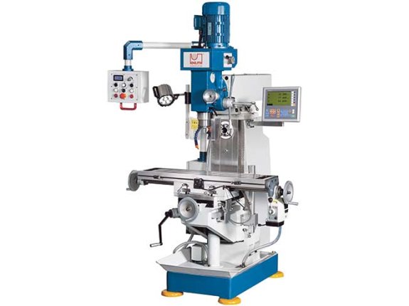 VHF 1.1 - Console milling machine with swiveling milling head, automatic feed in the X-axis, horizontal spindle and swivel table