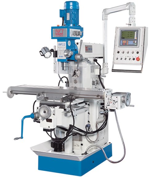 VHF 2.2 - Universal milling machine with swiveling cutter head, 
automated feed in X and Y axes, horizontal spindle 
and extensive standard equipment