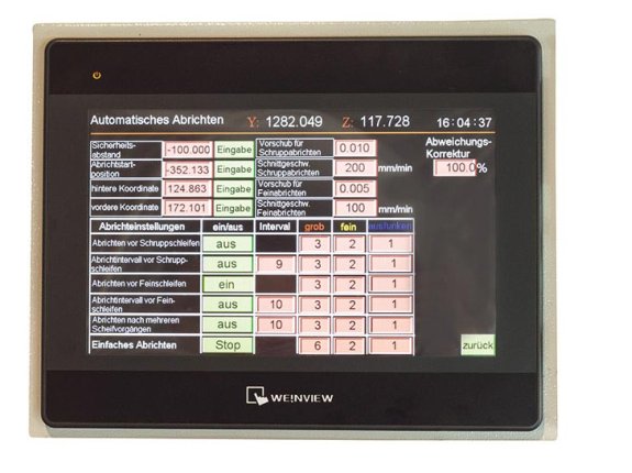 Dressing mode for grinding wheels with automatic dimension and speed (rpm) compensation ensures constant grinding rate and can be entered while in
auto mode