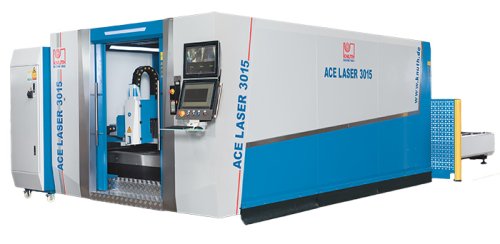 ACE Laser 6020 4.0 IPG - Installation de découpe laser à fibre avec table interchangeable, large gamme d’usinage et de puissance, console à gaz et système d’aspiration à filtre