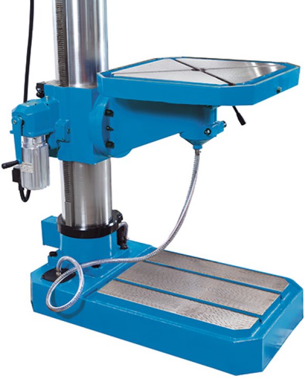 Drill press table with motorized height adjustment