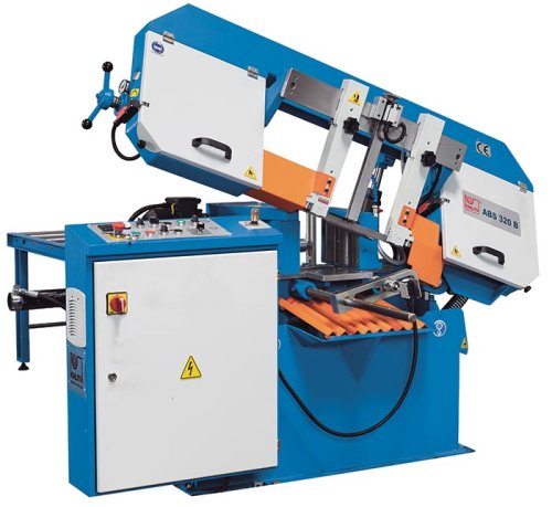 ABS 320 B - Fully automatic swing frame band saw with feed rollers in the vice for series production